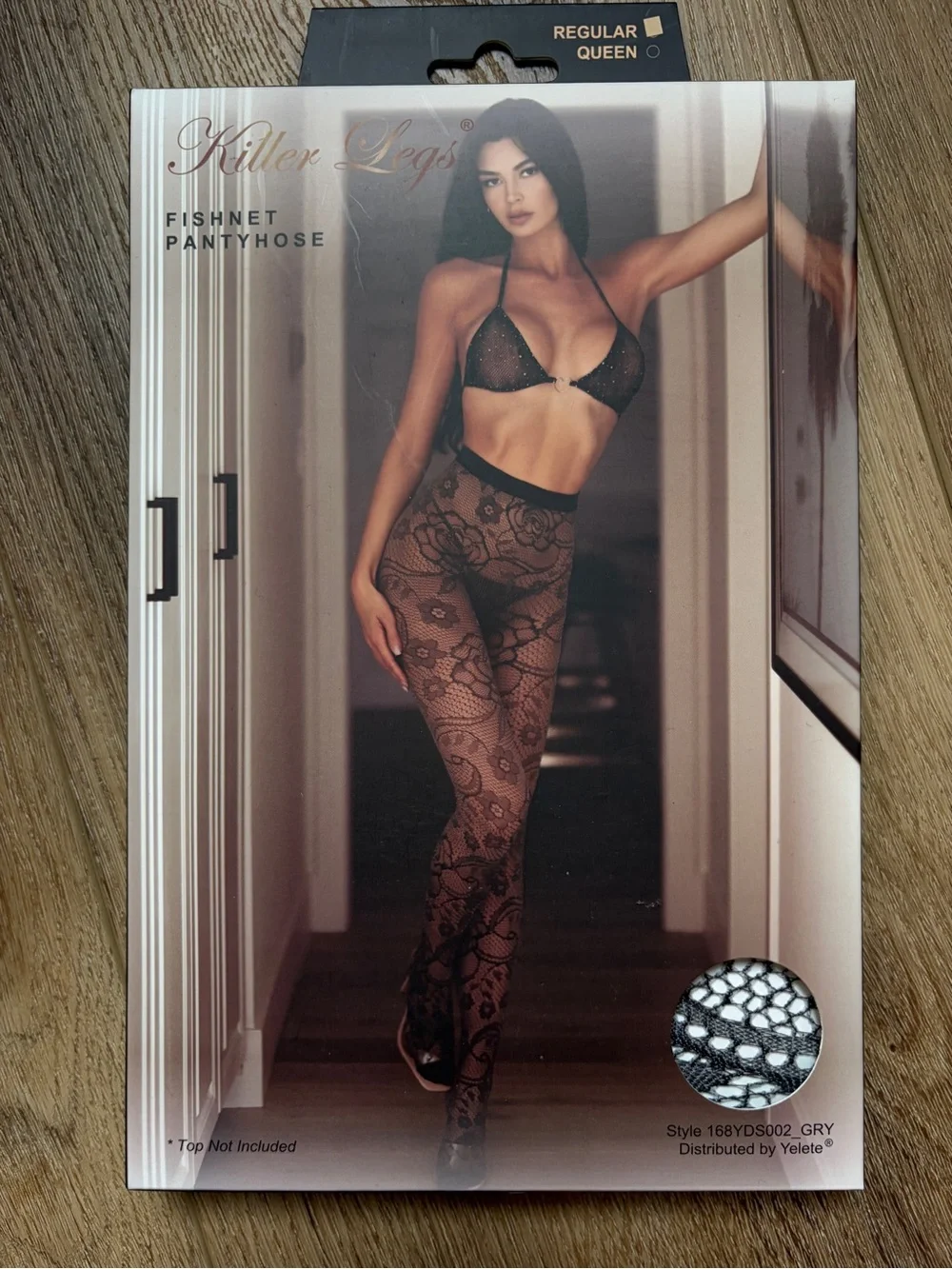 Killer Legs Fishnet Pantyhose - Gray Lace Pattern